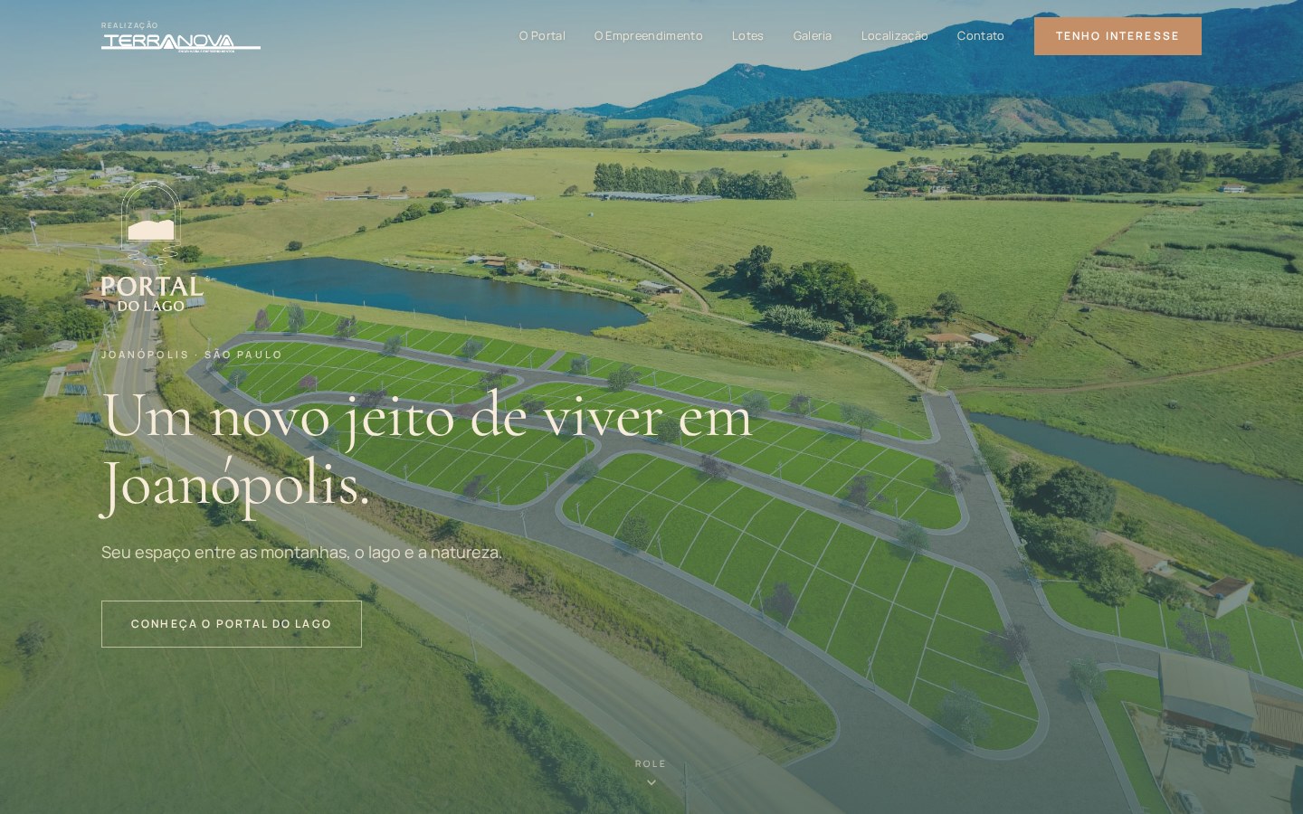 Página inicial do site Portal do Lago